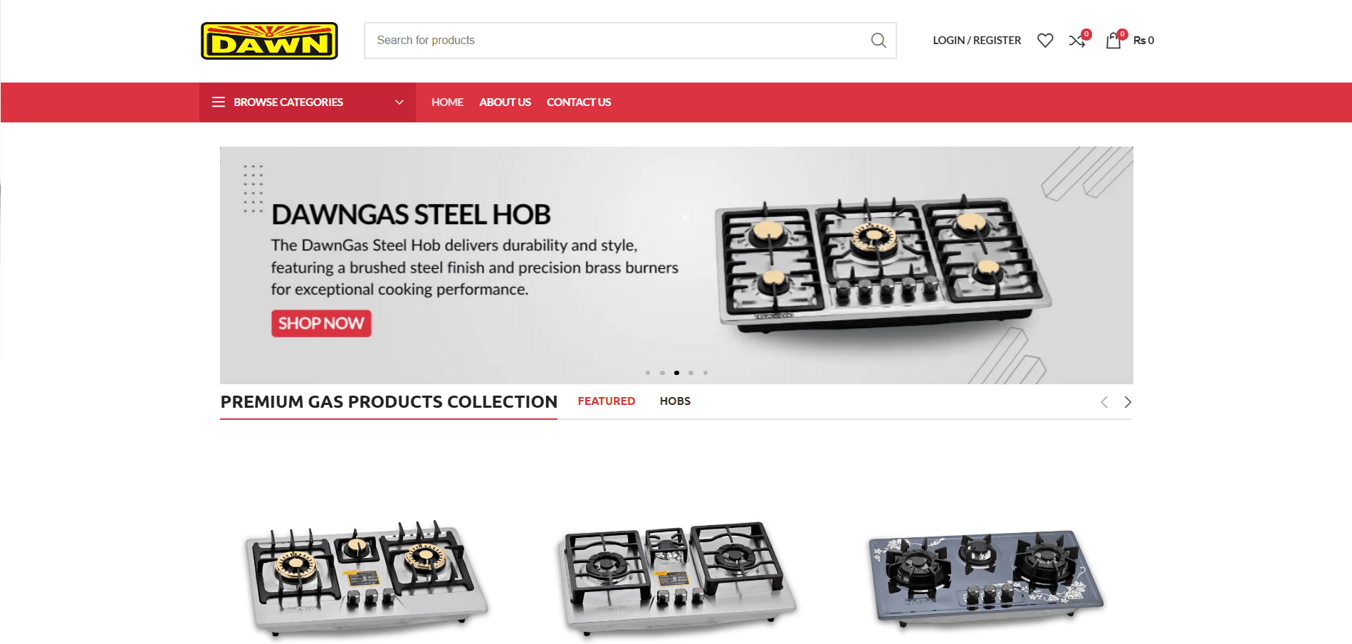 DawnGas eCommerce website screenshot